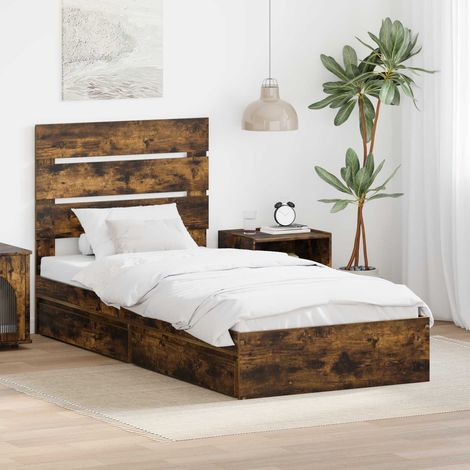 Aufbewahrungsbett Geräucherte Eiche 70 x 190 cm Holzwerkstoff