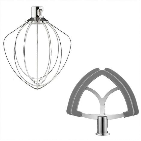 K45WW 6-Draht-Schneebesen für Küchenmaschinen, Ersatzaufsatz mit flexibler Kante, Knethaken und Rührbesen, robustes Ersatzteil, für den täglichen Gebrauch beim Backen und Kochen, silberfarben, kompati (1/5)