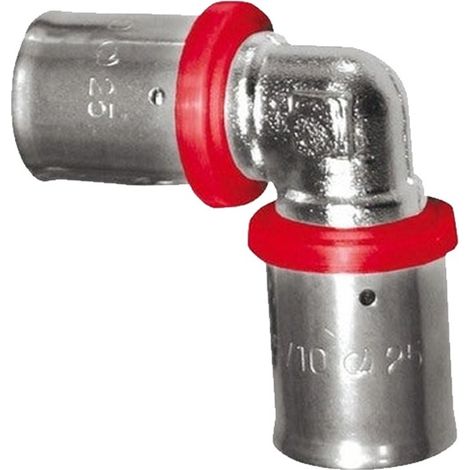 Gomito per tubo multistrato da 25 mm, uso con aggraffatrice, grigio