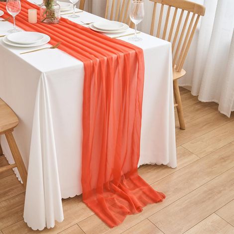 Chemin de table en mousseline 70x300 cm Terracotta pour mariage & déco
