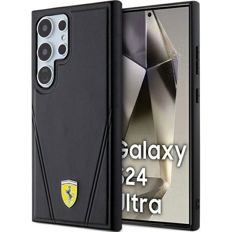 Ferrari FEHMS24LP3BAK S24 Ultra S928 negro/negro estuche rígido V-Lines con estampado en caliente MagSafe (1/5)