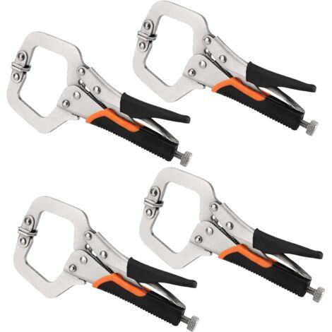 Lot de 4 pince à étau soudage en métal, colliers de serrage en C de 15,2 cm en métal avec vis réglables et coussinets pivotants pour le travail du bois, le soudage, l'alignement, les armoires (1/5)