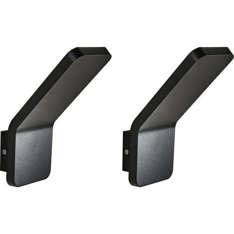 Set of 2 Outdoor LED Wall Lights Black Aluminium Decorative Accent Lighting IP54 Modern Design TYNET (1/5)