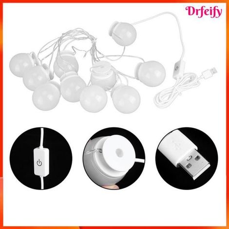 Ampoules de miroir LED - - 10LED 3.2m - 10× 2835 SMD - 6500K dimmable USB/DC12V - Ø5cm (1/4)