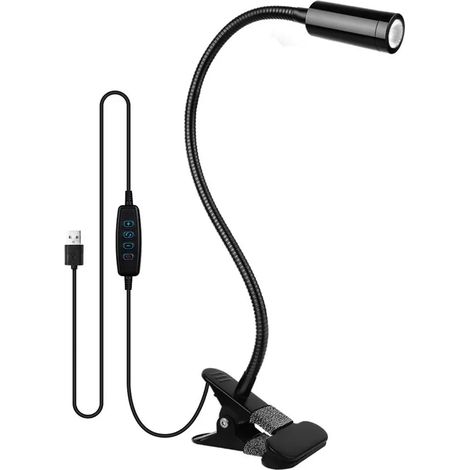 Kleslampe - 3W LED Bettklemmlampe, 3-stufige Farbtemperatur & 10-stufige Helligkeitsregelung, automatische Abschaltung & Speichereigenschaft, Augenschutzlampe 360° flexible Gänsehals-Tischlampe [Energ (1/3)