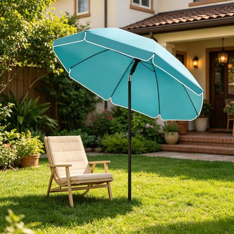Parasol de jardin élégant avec bouton de réglage en hauteur, parasol de plage pratique, parasol d'extérieur (1 seul parasol) (1/5)