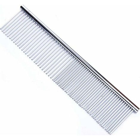Peigne en acier avec extrémités arrondies, dents en acier inoxydable, pour enlever les nœuds et les emmêlements, outil de toilettage pour caniche, chien et chat (1/5)