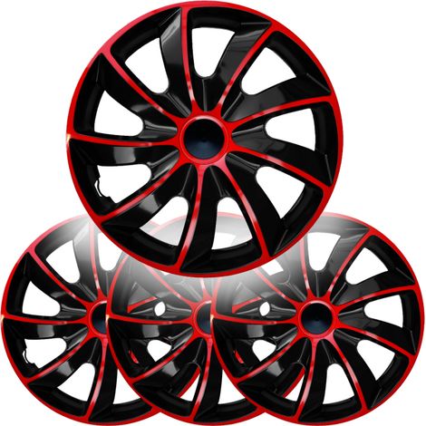 Quad Bicolor Radkappen 15" Rot Schwarz NRM 4er-Set (1/3)