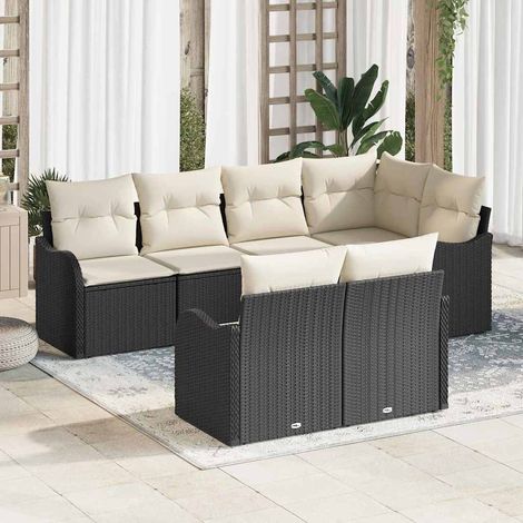 Gartensofa-set Schwarz Poly-Rattan