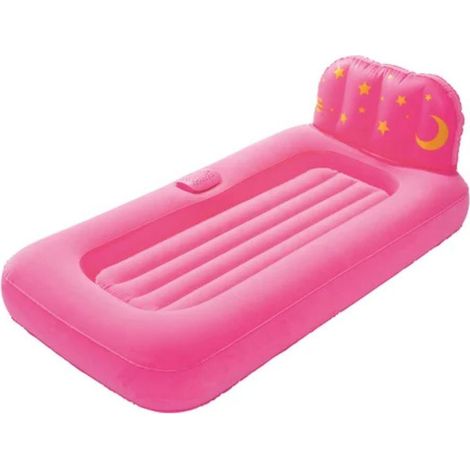 Aufblasbares Kinderbett Flocada Bestway 67496 in Rosa, 132 x 74 x 46 cm mit Projektor für Lichtfiguren an der Decke