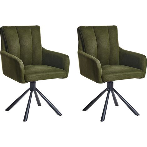 Set di 2 Sedute imbottite in tessuto verde scuro Gambe in metallo nero Sardoal