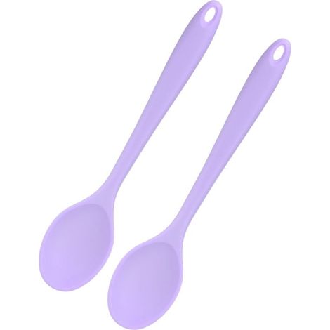 piezas, Cuchara para hombre, Cuchara de silicona, Utensilios de cocina de silicona, Para remover, hornear y mezclar, 20,3 × 4,5 cm, Morado (1/5)