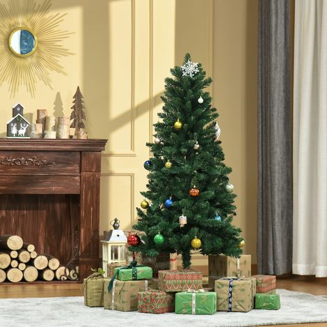 Sapin de Noël artificiel 150 cm, 454 branches, imitation épicéa Nordmann, vert réaliste, grand arbre décoratif pour intérieur. (1/5)