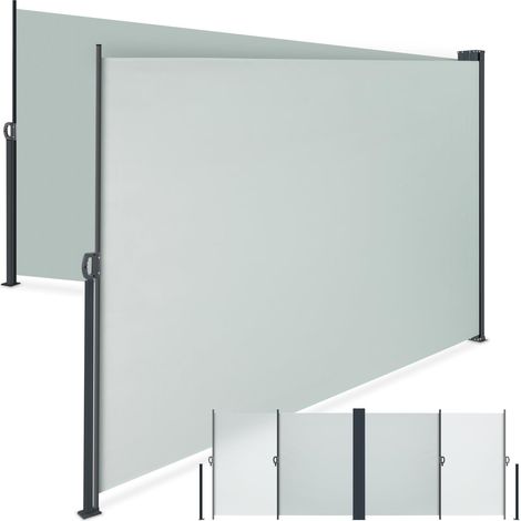 Store latéral double 200 x 600 cm, polyester enduit, résistant aux intempéries, gris (1/5)