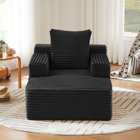 Canapé-lit en velours côtelé, fauteuil inclinable moderne sans structure ni montage, convertible confortable pour salon, bureau ou studio, assise lounge polyvalente. (1/5)