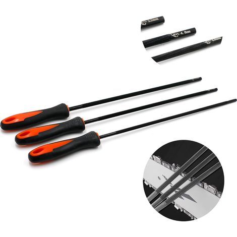 Kettensägenfeilen, Kettensägenfeile mit Griff, Kettensägenfeilen, es gibt 3 Größen: 4,0 mm, 4,8 mm, 5,5 mm, Kettensägenfeile geeignet für Kettensägen (1/5)