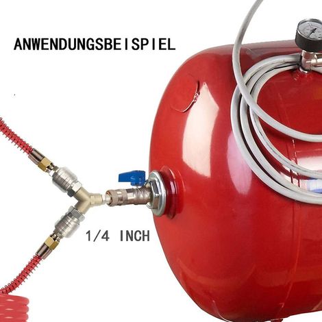 Druckluftverteiler, Druckluftanschluss, Druckluftschalter mit zwei 1/4-Zoll-Gewindeanschlüssen, rostfreies Messing, komplett montiert, sofort einsatzbereit (1/4)