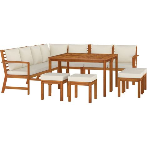 Set da pranzo mobili da giardino mobili da esterno con cuscini 11 pezzi in legno di acacia