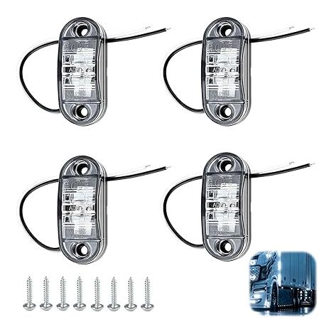 Blanc 12 V/24 V Ovale LED latérales Feux, Feu de Position Ovale Étanche, Feux de Gabarit, Éclairage feux de Position led pour Camion, Remorque, Caravane, Bateau - Feux Avant et Arrière (1/5)