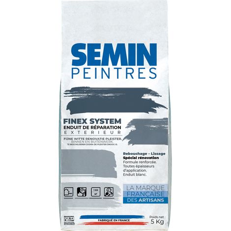 Semin – Enduit de rebouchage extérieur 5 kg – Très forte adhérence – Pour ciment, béton, plâtre – Application jusqu’à 30 mm d’épaisseur