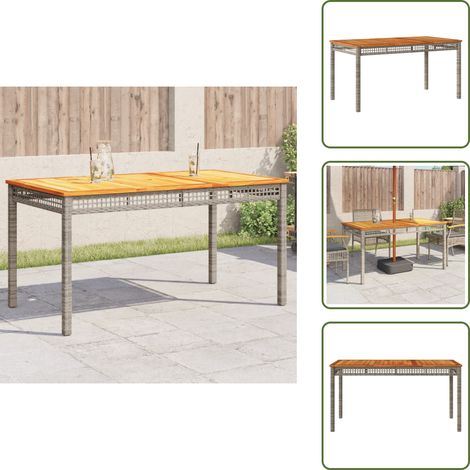 Tavolo in legno acacia - vidaXL Tavolo da Giardino Grigio 140x80x75cm Polyrattan e Legno Acacia - Tavolo in acciaio
