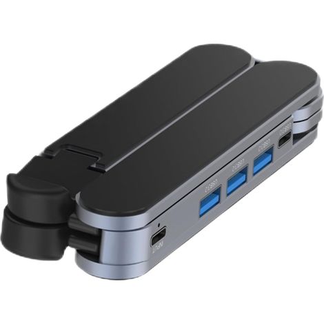 Generisch Support pour ordinateur portable - Ventilaté - Hub USB - Support pliable pour ordinateur portable - Pour la maison, le bureau, les voyages et les déplacements (1/5)