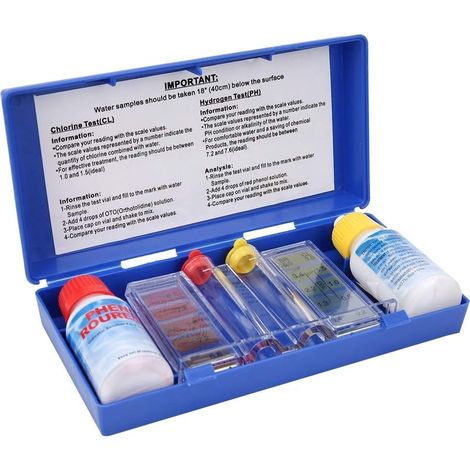 1 Kit Test Eau, Chlore Résiduel, pH, Portable, Piscine, Spa (1/5)