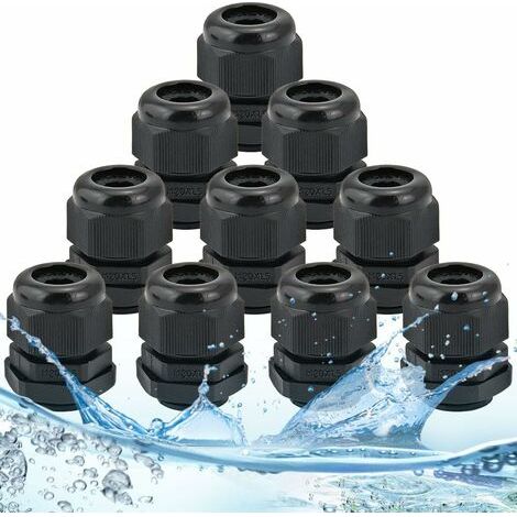 10 Stück IP68 wasserdichte Kabelverschraubungen, Nylon-Kabelverbinder, M20 x 15 Verschraubungen, 6–12 mm, Kontermutter-Kabelverschraubung für Haus-/Garten-/Außenbeleuchtungskabel (1/4)
