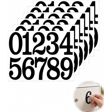 Chiffres Autocollants 10 cm, Numéro Autocollant Noir 4 Pouces Extérieur pour Boîte aux Lettres, Poubelles et Signalisation (1/5)