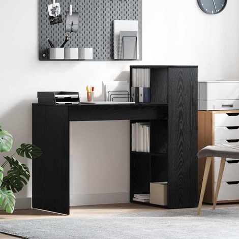 Schreibtisch mit Regal Schwarz Eichen-Optik 108 x 55 x 103.5 cm