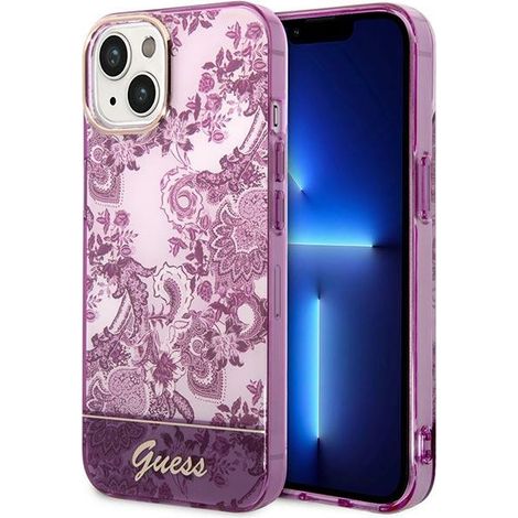 Funda rígida Guess para iPhone 14 Plus, color fucsia porcelana. (1/5)