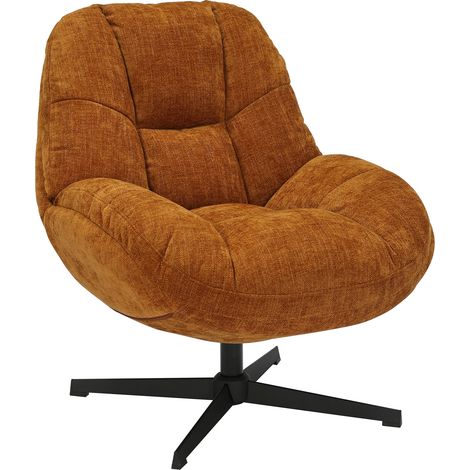 Fauteuil club 85x77x91 cm en tissu moutarde - OSLO