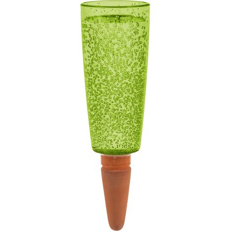 1 x vert - Capacité de 150 ml - Petite boule d'irrigation avec pied d'argile - Distributeur d'eau pour plantes et fleurs - Tige en terre cuite