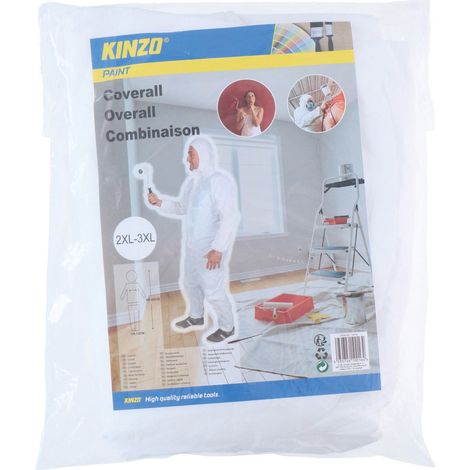 KINZO Combinaison jetable, 2XL-3XL, blanche
