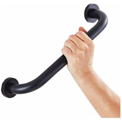 Poignée de Baignoires 53cm Barre D'Appui Inox Mural Porte-serviettes Noir