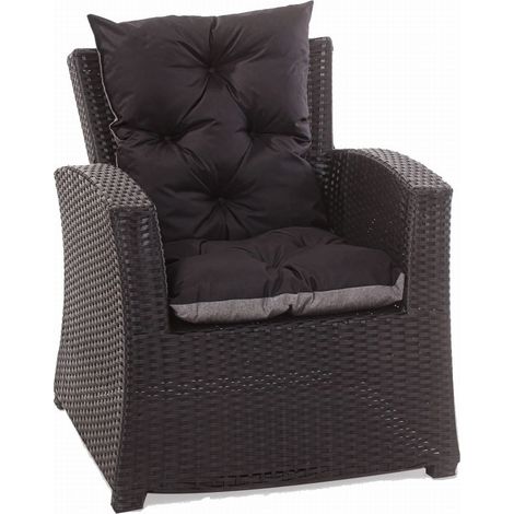 Coussin de chaise de jardin 50x50x55cm 2 pièce coussin de jardin noir Coussin de fauteuil d'extérieur Coussin d'assise à dossier haut-Enkel (1/5)