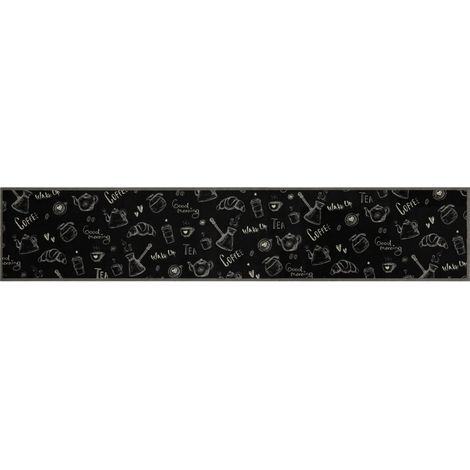 Tapis de cuisine lavable imprimé Morning noir 60x300 cm velours (1/5)