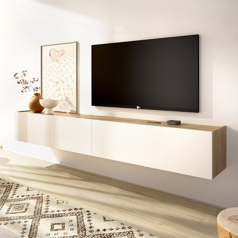 Mobile Porta tv Bigfork, un Ripiano, 2 Ante, 2 Vani, 35x180x29h cm Bianco (1/5)