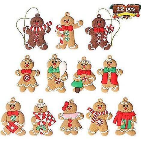 Set of 15 Gingerbread Christmas Tree Decorations, Hanging Christmas Figurines with String for Festive Celebrations (1/5)