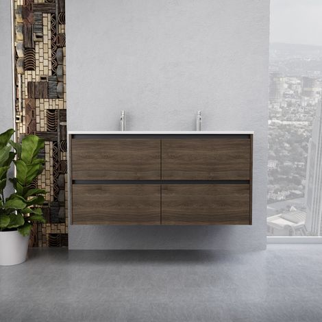 Inda - Meuble de salle de bain 4 tiroirs L.120 avec double vasque