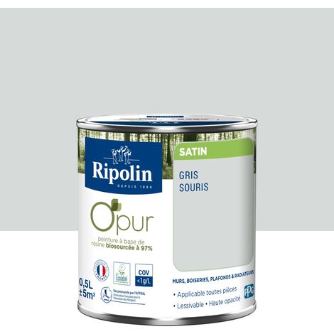 Peinture Couleur à base de résine biosourcée à 97% - Satin - 0,5L - Gris souris - Ripolin (1/5)