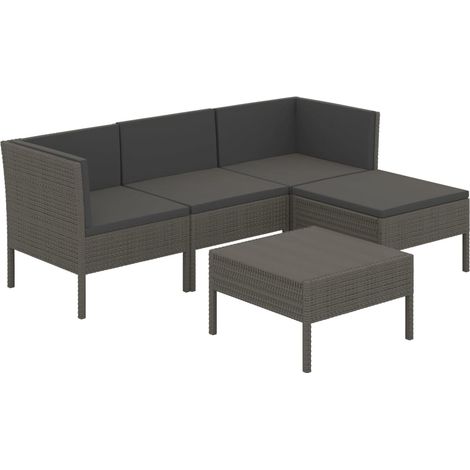 Maison Exclusive - 5-tlg. Garten-Lounge-Set mit Auflagen Poly Rat