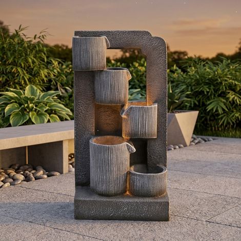Lunaria 5 Pots Stacked Water Feature (1/2)