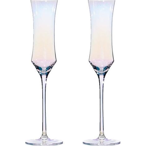 Lot de 20242 verres à champagne en cristal soufflé, coupes arc-en-ciel, parfaits pour un mariage ou Noël.