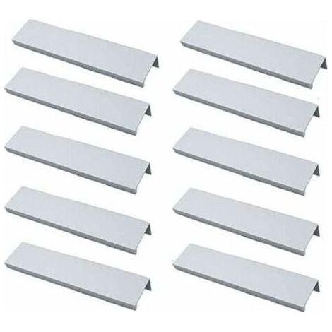Lot de 10 Poigne Profil Poigne de Meuble Cuisine - Poigne Invisible Poignee de Meuble Bross Poigne Meuble argent en Alliage d\\'Aluminium Entraxe 96mm (1/4)