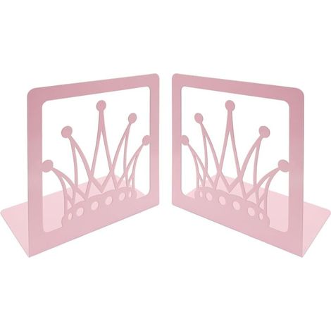 Bardusch-1 paire serre-livres couronne rose métal creux, roi reine royale, support bureau enfant fille étudiante (1/4)