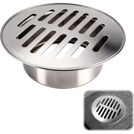 Scarico a pavimento rotondo rimovibile, Ø110 mm, griglia di scarico per acqua esterna, acciaio inox 304, copertura per scarico a pavimento in acciaio inox (1/5)