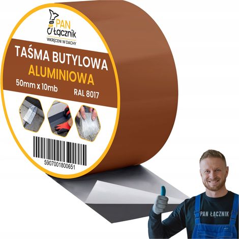 Bande Butyle De Toiture Aluminium, 50 mm x 10 m, Marron RAL8017, Ruban D'Etancheite