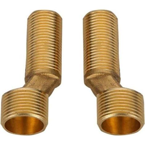 Eccentric Bath/Shower Mixer Fitting, Brass Elbow Fitting Reducer, Adjustable Swivel Arm, Wall-Mounted Elbow Fitting, Long Eccentric Fitting, Gold (1/3)