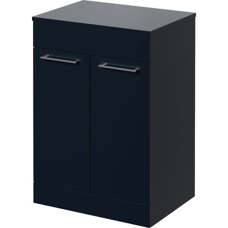 Napoli 460 Deep Blue 600mm 2 Door Vanity Unit for Countertop Basins - 600mm - Chrome 160mm Handle